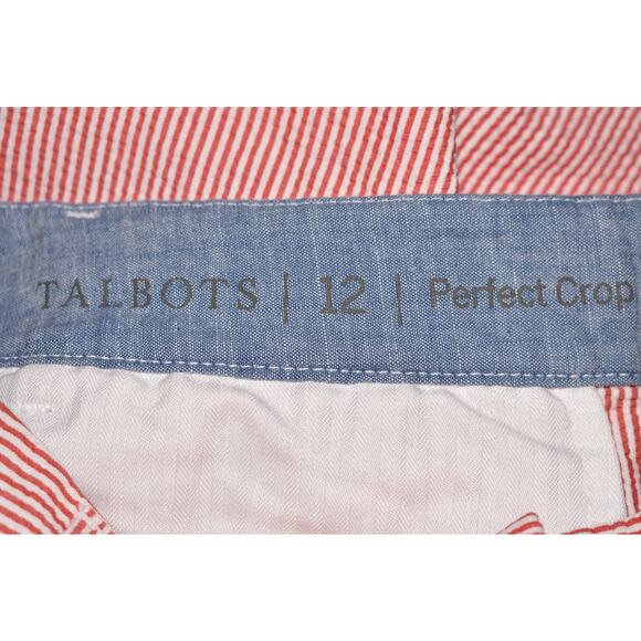 TALBOTS $99 Perfect Crop Seersucker Red Stripe Straight Leg Pant‎ Size 12 - Picture 4 of 4